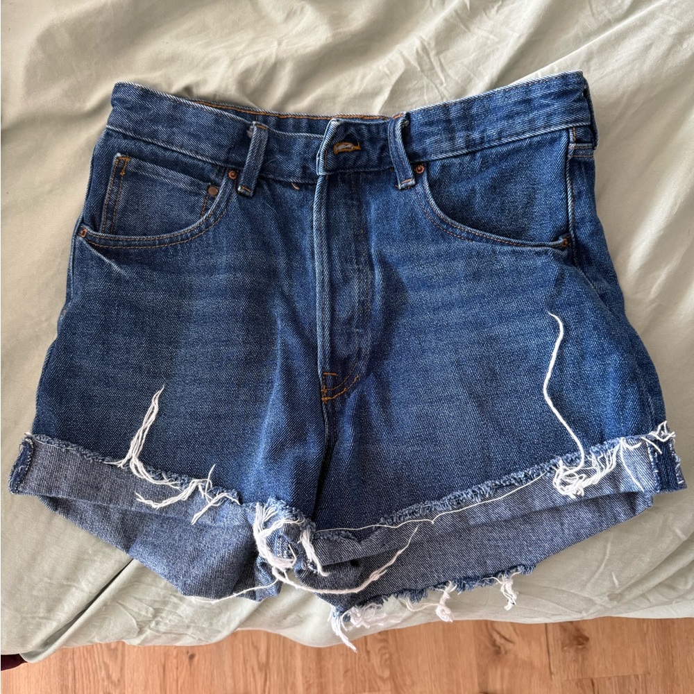Denim Blue Women's Frayed Shorts